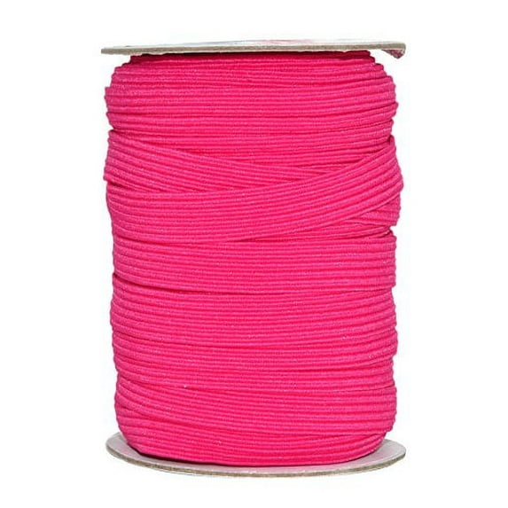 Mandala Crafts Flat Elastic Band, Braided Stretch Strap Cord Roll for Sewing and Crafting; 1/2 inch 12mm 20 Yards Hot Pink