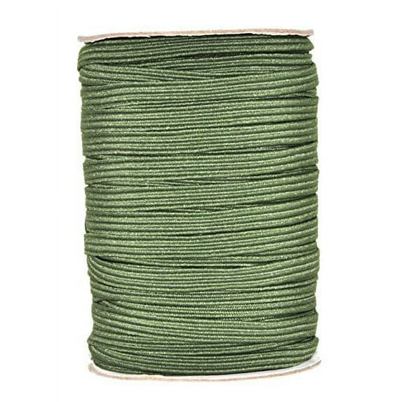 Mandala Crafts Flat Elastic Band, Braided Stretch Strap Cord Roll for Sewing and Crafting; 1/4 inch 6mm 50 Yards Olive Green