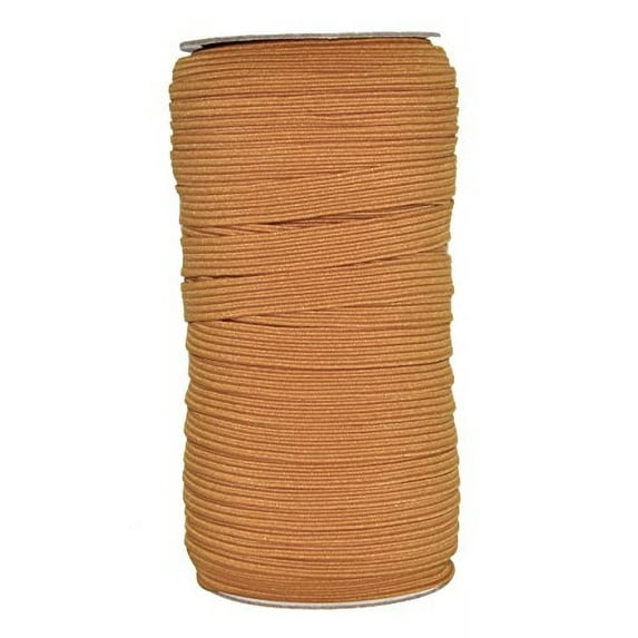 Mandala Crafts Flat Elastic Band, Braided Stretch Strap Cord Roll for Sewing and Crafting; 3/8 inch 10mm 50 Yards Russet Brown