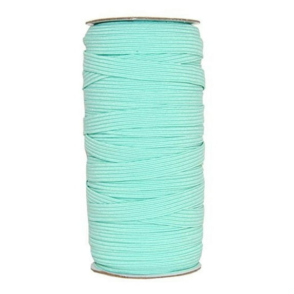 Mandala Crafts Flat Elastic Band, Braided Stretch Strap Cord Roll for Sewing and Crafting; 3/8 inch 10mm 50 Yards Turquoise