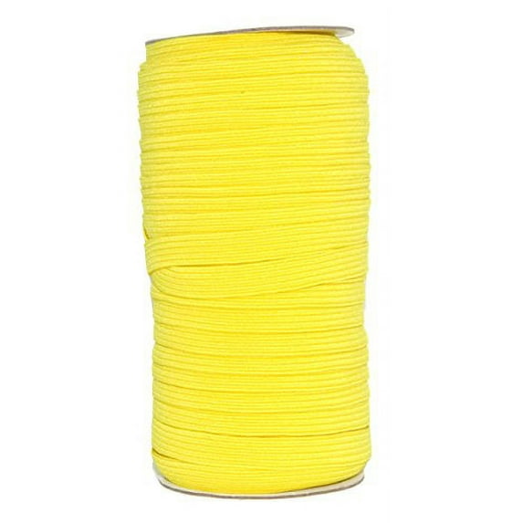 Mandala Crafts Flat Elastic Band, Braided Stretch Strap Cord Roll for Sewing and Crafting; 3/8 inch 10mm 50 Yards Yellow