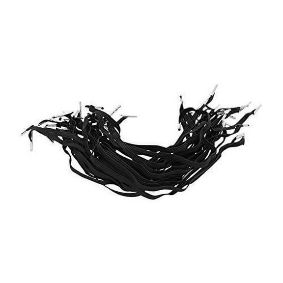 Mandala Crafts Flat Elastic Barbed Cord, Stretch Loop Band with Metal Ends for Masks, Hats, Menus, Badges, Signs (6mm Wide 10.5 Inches Long, Black)