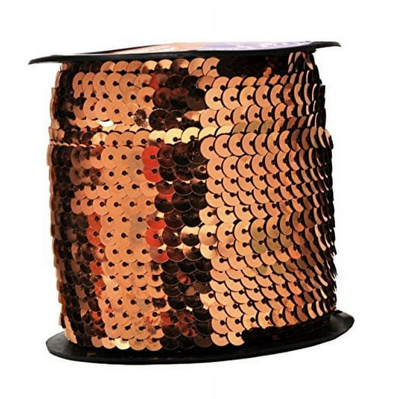 Mandala Crafts Flat Sequin Strip Trim on Strings for Crafts, Fringe, and Sewing; Brown 6mm 100 Yard Roll