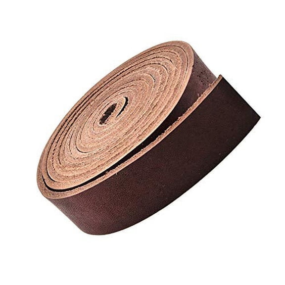 Mandala Crafts Genuine Leather Strap - Brown Cowhide Leather Strips for Crafts - Strap Leather Wrap for Handbag Saddle Belt Jewelry Making Craft Leather Straps 1 Inch Wide 6 Feet Long