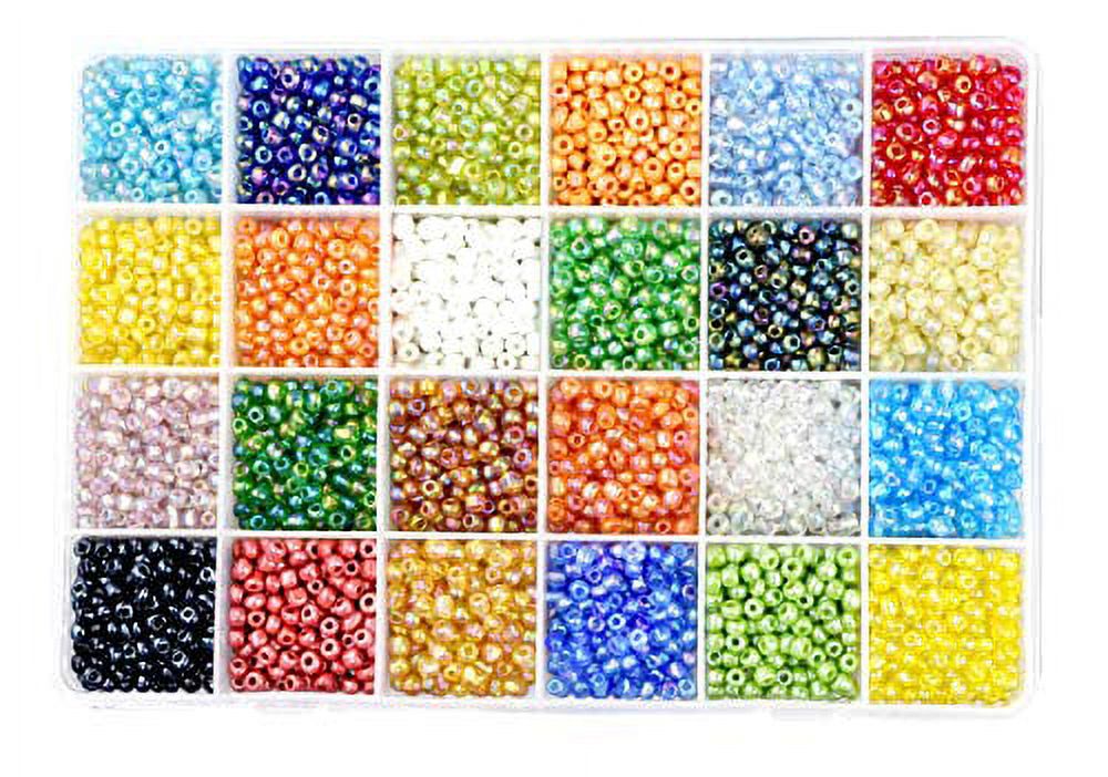 Mandala Crafts Glass Seed Beads for Jewelry Making - Seed Beads Small Beads  Kit for Tiny Beads Jewelry Bracelet - 4mm Iridescent Seed Beads 6/0 Mini