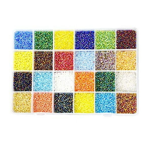 Mandala Crafts Glass Seed Beads for Jewelry Making Mini Glass Beads for Bracelets Waist Beads - Small Pony Beads Kit Bulk Beading Supplies for Crafts