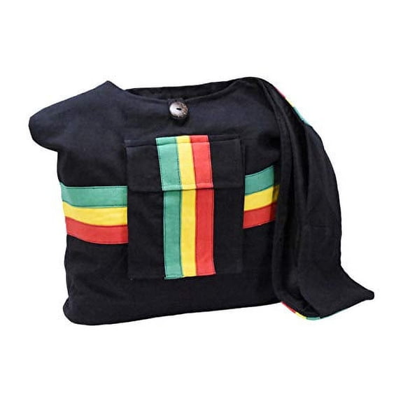 Mandala Crafts Hippie Bag - Boho Bag - Hobo Hippie Purse - Indie Style Hippie Crossbody Bag - Bohemian Sling Shoulder Bag Rasta Stripe