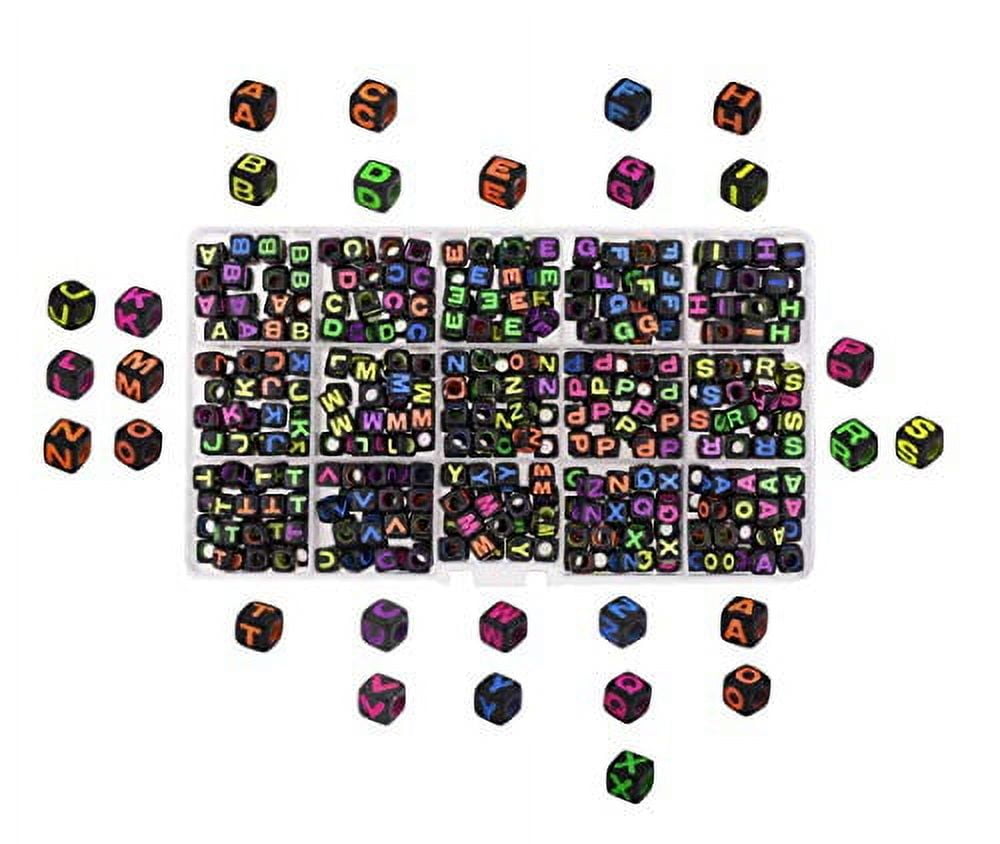 Mandala Crafts Letter Alphabet Pony Bead Set for Bracelet, Rave Kandi ...