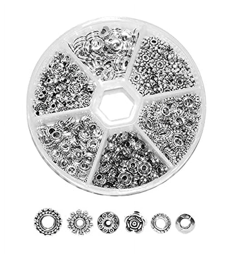 Mandala Crafts Metal Spacer Beads for Jewelry Making - Beads Spacers Flower  Metal Flat Rondelle Space Beads for Bracelet Necklace Earrings 6 to 7 mm  Antique Silver Color 