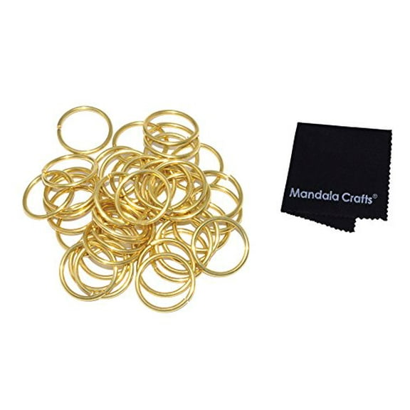 Mandala Crafts Non Welded Solid Brass Metal Large Open O-Rings for Sewing Webbing Leatherworking Chain Maille Collar Bag Jewelry Making (2mm or 12 Gauge X 24mm or 1 Inch)