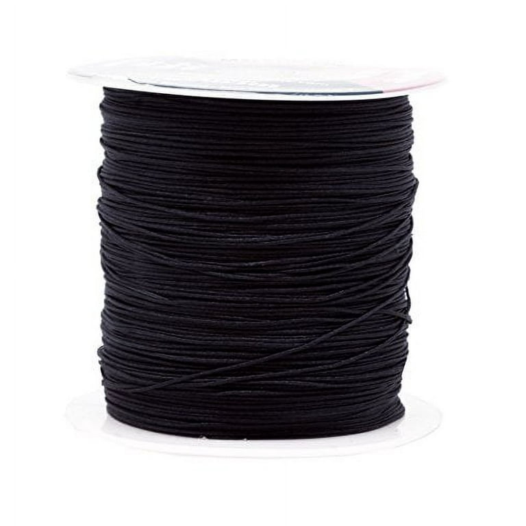 Mandala Crafts Nylon Satin Cord, Rattail Trim Thread for Chinese Knotting, Kumihimo, Beading, Macramé, Jewelry Making, Sewing (0.5mm 164 Yards, Black)