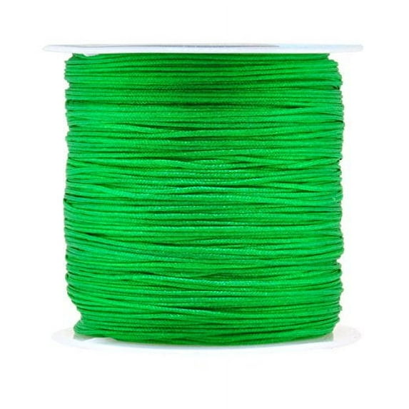 Mandala Crafts Nylon Satin Cord, Rattail Trim Thread for Chinese Knotting, Kumihimo, Beading, Macramé, Jewelry Making, Sewing (0.8mm 109 Yards, Green)