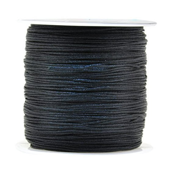 Mandala Crafts Nylon Satin Cord, Rattail Trim Thread for Chinese Knotting, Kumihimo, Beading, Macramé, Jewelry Making, Sewing (0.8mm 109 Yards, Navy Blue)