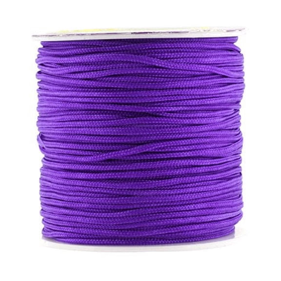 Mandala Crafts Nylon Satin Cord, Rattail Trim Thread for Chinese Knotting, Kumihimo, Beading, Macramé, Jewelry Making, Sewing (1.5mm 65 Yards, Purple)