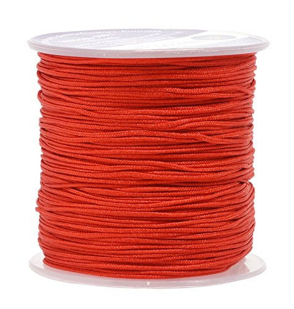 Mandala Crafts Nylon Satin Cord, Rattail Trim Thread for Chinese Knotting,  Kumihimo, Beading, Macramé, Jewelry Making, Sewing (1mm, 109 Yards, Red) 