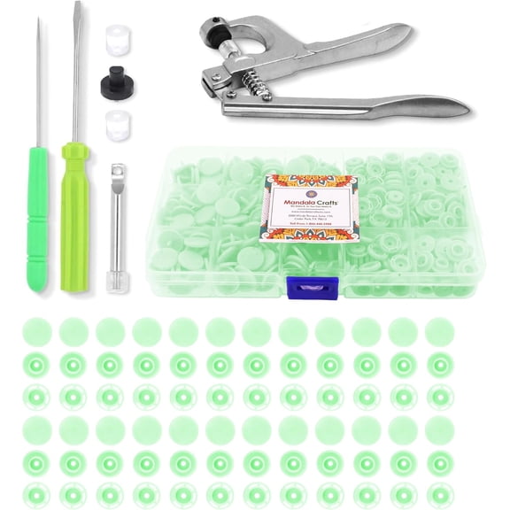 Mandala Crafts Plastic Snaps for Clothing - No-Sew Plastic Snap Buttons - Snap Button Kit - Snap Fastener Kit with Tools for Fabric Sewing Clothes