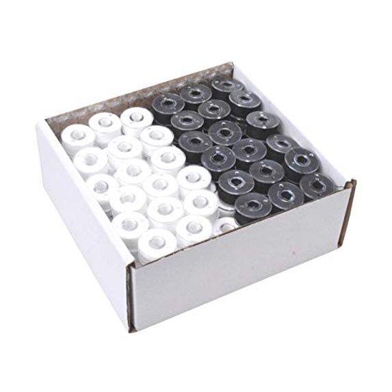 Mandala Crafts Prewound Bobbin Thread for Singer Kenmore Bernina Brother Janome Embroidery and Sewing Machine Class 15 SA156 144 PCs Black and White 60/2