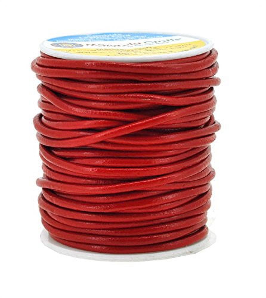 Mandala Crafts Round Cowhide Genuine Leather String Cord, Natural Rawhide  Rope for Jewelry Making, Kumihimo Braiding, Shoelaces (3mm, Red) 