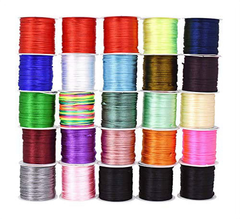 Mandala Crafts Satin Rattail Cord String from Nylon for Chinese Knot, Macramé, Trim, Jewelry Making Assorted Colors 1mm