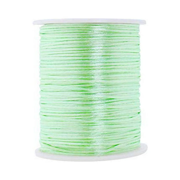 Mandala Crafts Satin Rattail Cord String from Nylon for Chinese Knot, Macramé, Trim, Jewelry Making Light Green 1mm
