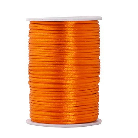 Mandala Crafts Satin Rattail Cord String from Nylon for Chinese Knot, Macramé, Trim, Jewelry Making Orange 1mm