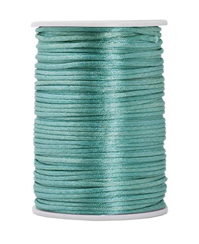 Mandala Crafts Satin Rattail Cord String from Nylon for Chinese Knot,  Macramé, Trim, Jewelry Making Teal 2mm 