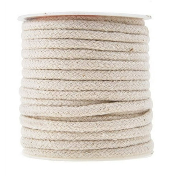 Mandala Crafts Soft Drawstring Replacement Rope Upholstery Crochet Macramé Cotton Welt Trim Piping Cord (Natural, 6mm)