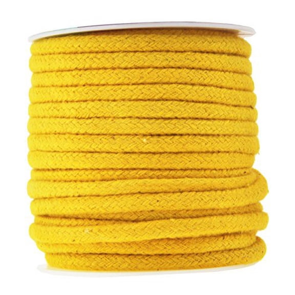 Mandala Crafts Soft Drawstring Replacement Rope Upholstery Crochet Macramé Cotton Welt Trim Piping Cord (Yellow, 6mm)