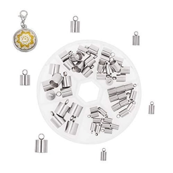 Mandala Crafts Stainless Steel Kumihimo Cord End Cap, Clasp, Ribbon Clamp, Bail Jewelry Finding Supplies Starter Kit (4mm to 9mm End Caps)
