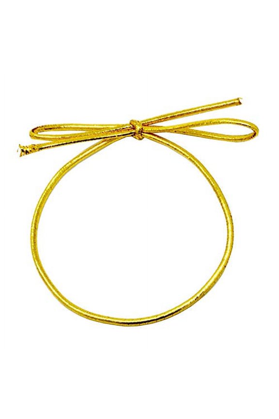 Stretch Loops with Pre-Tied Bows from Elastic Ribbon String for Gifts, Boxes, Tags; Pack of 100 (Gold, 6 Inches)