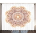 thumbnail image 1 of Ambesonne Brown Mandala Curtains 2 Panel Set, Leaves Star, 108" x 84", Burnt Orange Orange, 1 of 3