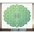 thumbnail image 1 of Ambesonne Mandala Curtains 2 Panel Set, Ornate Floral Design, 108" x 90", Apple Green and White, 1 of 3
