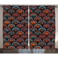 thumbnail image 1 of Ambesonne Mandala Curtains 2 Panel Set, Geometric Floral Forms, 108" x 63", Scarlet Orange Blue, 1 of 2