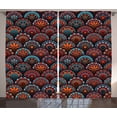 thumbnail image 1 of Ambesonne Mandala Curtains 2 Panel Set, Geometric Floral Forms, 108" x 96", Scarlet Orange Blue, 1 of 2