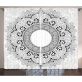 thumbnail image 1 of Ambesonne Mandala Curtains 2 Panel Set, Lace Like Detailed Motif, 108" x 108", Black and White, 1 of 3