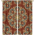 thumbnail image 1 of Mandala Curtains Retro Eastern Style Mandala Flowers Brown Art Print for Bedroom Living Room Bathroom Kitchen Decor Rod Pocket Blackout Window Drape 55x63in, 1 of 6