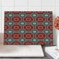 thumbnail image 1 of Mandala Cutting Board, Doodle Flowers Swirls Style Repetitive Grid Illustration in Warm Colors, Decorative Tempered Glass Cutting and Serving Board, Large Size, Orange White Black, by Ambesonne, 1 of 1