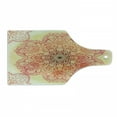 thumbnail image 1 of Mandala Cutting Board, Hand Drawn Bloom Swirled Petals Oriental Retro Illustration, Decorative Tempered Glass Cutting and Serving Board, Wine Bottle Shape, Burgundy Yellow Pink, by Ambesonne, 1 of 1