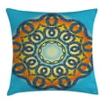thumbnail image 1 of Mandala Decor Throw Pillow Cushion Cover, Oriental Traditional Mandala Icon with Interlace Swirled Zen Deity Theme, Decorative Square Accent Pillow Case, 24 X 24 Inches, Blue Orange, by Ambesonne, 1 of 1