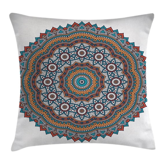 Mandala Decor Throw Pillow Cushion Cover, Vintage Moroccan Sacred Hidden Mean Ritual Belief Diagram with Nature Harmony Form, Decorative Square Accent Pillow Case, 24 X 24 Inches, Multi, by Ambesonne