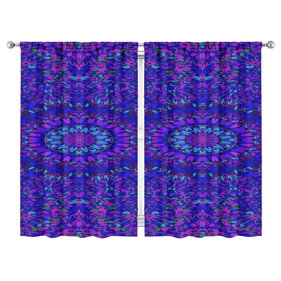 Mandala Design Curtains-Blackout Curtains Bedroom Decor Living Room Darkening Grommet Window Drapes 2 Panels Set 52"x 84"