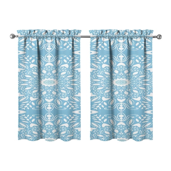 Mandala Design Kitchen Curtains - Vintage Tier Cafe Curtains for Bathroom Living RV Rod Pocket Window Drapes 36 Inch 2 Panels Set 28"x36" Window Treatment Tiers