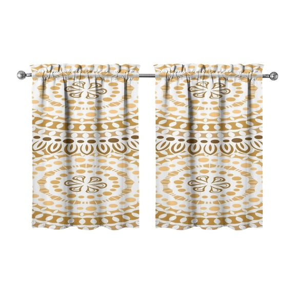 Mandala Design Kitchen Curtains - Vintage Tier Cafe Curtains for Bathroom Living RV Rod Pocket Window Drapes 36 Inch 2 Panels Set 28"x36" Window Treatment Tiers