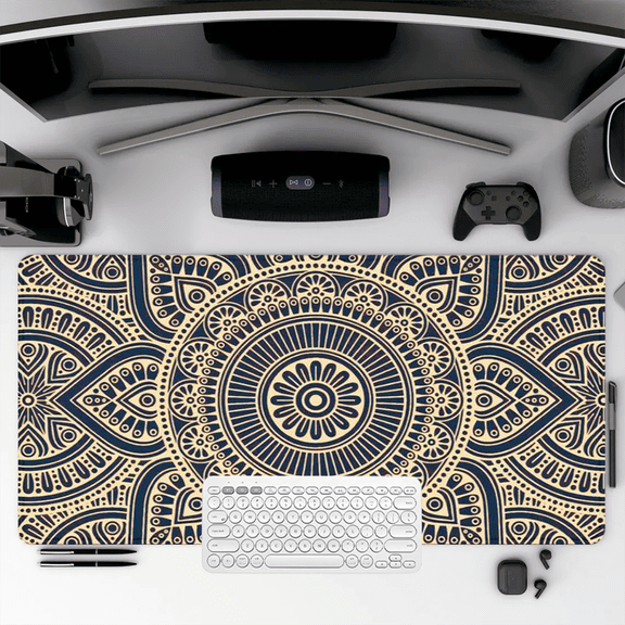 Mandala Pattern Mouse Pad 35.4 x 15.8 inches Rubber Desk Mat for Office Home Gaming