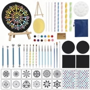 Mandala Dot Painting Complete Kit for Beginner All in One Dot Art Supply with Stencil Acrylic Paint Mandala Dotting Tool Mini Easel Palette Storage Bag for Adult and Kid,Rock Painting Kit