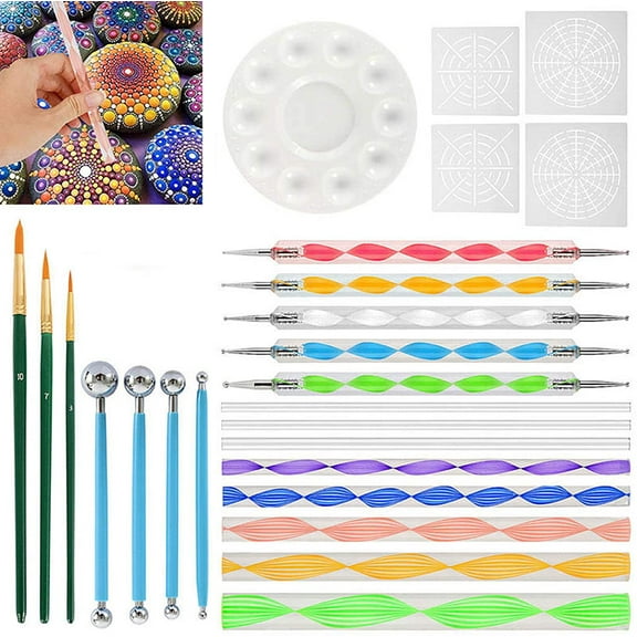 Mandala Dotting Tools Painting Kit - Rock Dot Paint Stencils Tool Set Art Craft Supplies Kits for Nail Stone Mandala Arts Drawing Home Decor
