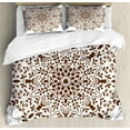 thumbnail image 1 of Mandala Duvet Cover Set, Abstract Art Style Vector Illustration of Mandala Flower on White Background, Decorative 3 Piece Bedding Set with 2 Pillow Shams, Calking Size, Brown and White, by Ambesonne, 1 of 3