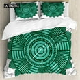 thumbnail image 1 of Mandala Duvet Cover Set Boho Lotus Flower Microcosm Motif Unique Retro Green Theme Double King Size, 1 of 5