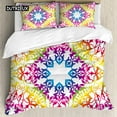 thumbnail image 1 of Mandala Duvet Cover Set Boho Style Ethnic Colorful Spring Garden Themed Multicolor Polyester Bedding, 1 of 5