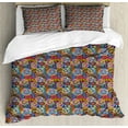 thumbnail image 1 of Mandala Duvet Cover Set Queen Size, Colorful Abstract Sixties Inspired Ethnic Pattern Flower Design with Stripes Lines, Decorative 3 Piece Bedding Set with 2 Pillow Shams, Multicolor, by Ambesonne, 1 of 3